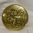 Vintage Round Brass 11" Embossed Wall Plate Hanging, Pub Bar Scene, England