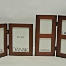 Pair 2 Dansk Wood Table Desktop Folding Photo Picture Frames, 3 1/2" x 5"