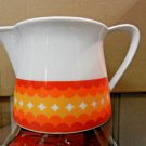 Vtg Retro L & Co. Flamman Feuerfest Ceramic Pitcher, Orange, Red, White, Yellow