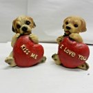 2 Vintage Resin Puppy Dog Coin Banks w/ Sentiment Hearts
