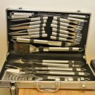 New 22 PC BBQ Barbecue Tools Grilling Set, Aluminum Case, Skewers, Knifes, Forks