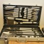 New 22 PC BBQ Barbecue Tools Grilling Set, Aluminum Case, Skewers, Knifes, Forks