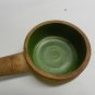 Vintage Ceramic Handmade Pottery Handled Bowl w/Green Glazed Interior