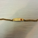 Vtg Speidel MEDICAL ALERT, Allergic To Aspirin Gold Tone 7 3/4" Link ID Bracelet