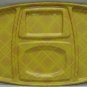 2 Vtg Aladdin Temp Rite Yellow Picnic Dining Section Trays w/ 2 Tupperware Cups