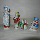 4 Vintage Assorted Porcelain People Figurines, Made In Occupied Japan