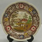Vintage Royal Cauldon England Brown Floral "Nature" 8 1/4" Plate, Ribbed Edges