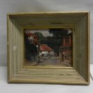 Vintage Wood Framed Foil Art Print English Irish Village Scene