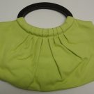 Ann Taylor Loft Light Green Canvas Hobo Satchel Handbag Purse, Wood Handles