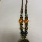 Vintage Brass & Beaded Pendant Statement Necklace