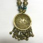 Vintage Brass & Beaded Pendant Statement Necklace