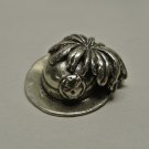 Vtg. 800 Silver Floral Design Top Hat Miniature Open Salt Charm Pendant, 14.3g