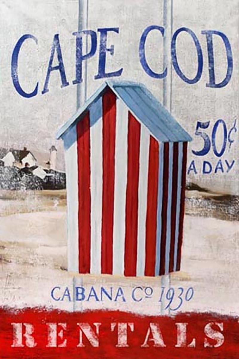 New Cape Cod Cabana Co. Rentals Color Canvas Art Print, 14" x 11", Artbeats Inc.
