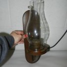 Vintage Basketville Wooden Wall Candle Holder Sconce with Glass Hurricane Shade