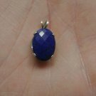 Vintage Silver Oval Faceted Spotted Lapis Lazuli Charm Pendant, 2 Grams