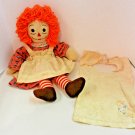 Vintage RAGGEDY ANN 18" Cloth Doll w/ Bright Orange Hair, Dress & Smock