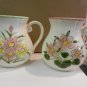 2 Giftware Co Nancy Pew Painted Ceramic Handled Flower Vases, Japan