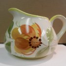 Vintage Hand Painted Ceramic Floral Handled Pitcher, Portugal