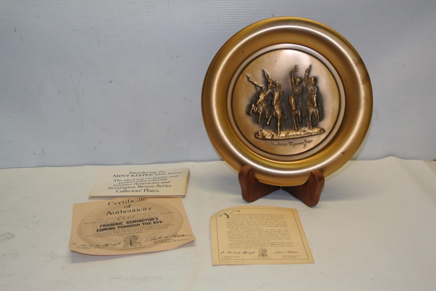1978 Frederic Remingtons Coming Through The Rye Copper Collectors Plate Box COA
