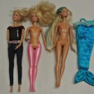 Lot 3 Used Loose Barbie Dolls, Mermaid, Jeans, Dancer, 1998 & 2010