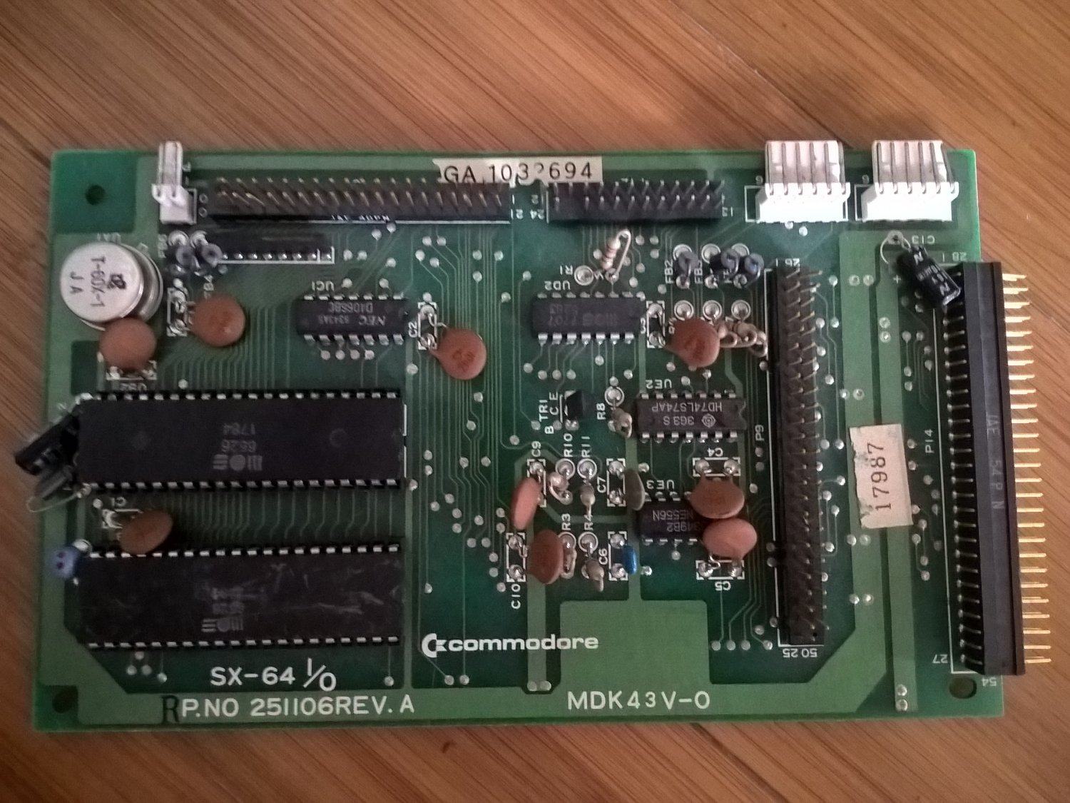 Commodore SX-64 I/O Board, Part # 25116 Rev. A, DaughterBoard