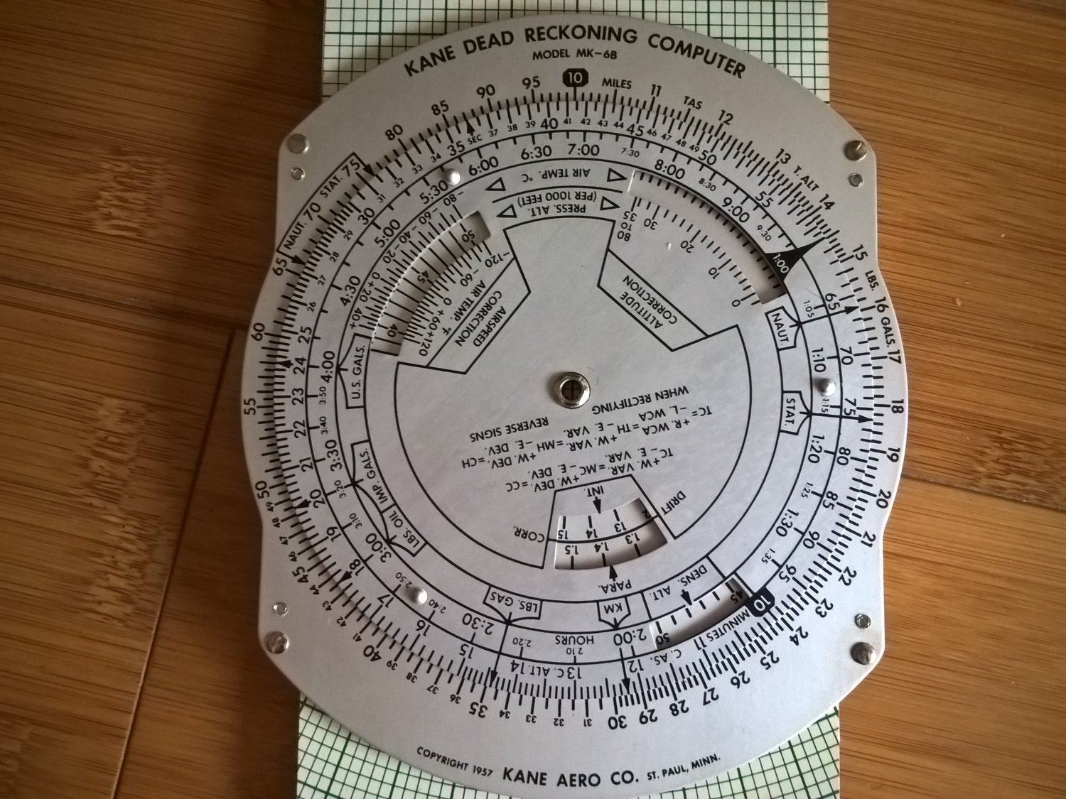 Kane Dead Reckoning Computer MK-6B, 1957 Analog Aviation Computer