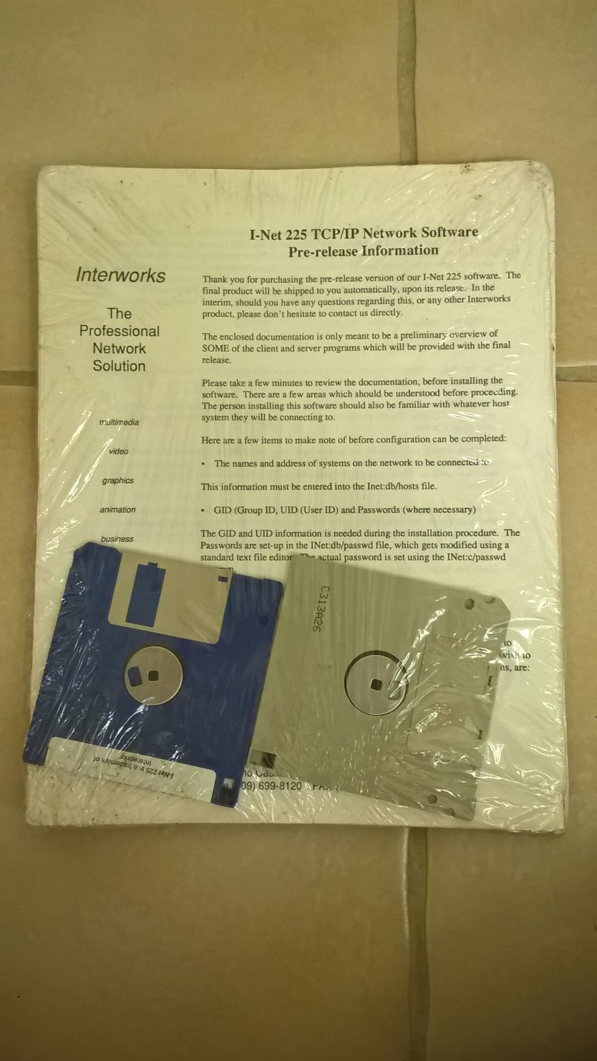 I-Net 225 TCP/IP Pre-Release (Beta) For Commodore Amiga, SEALED, Interworks