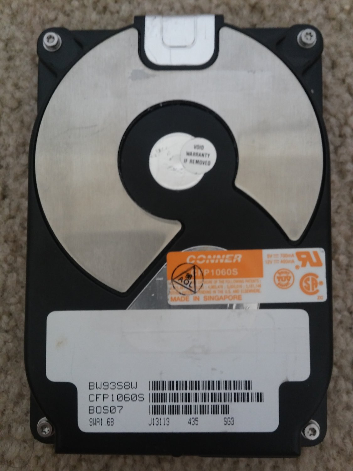 Conner 1GB 50-Pin SCSI Hard Drive CFP1060S (As-Is)