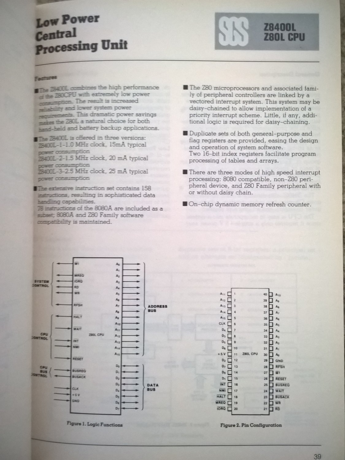 Z80 Microprocessor Family DataBook, 1984 Book, SGS Semiconductor