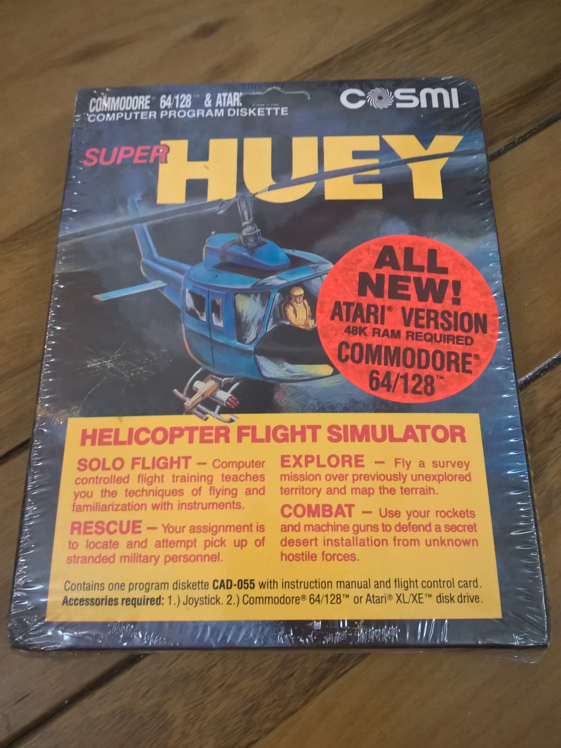 Super Huey For Commodore 64/128 & Atari XL/XE, NEW SEALED, Cosmi