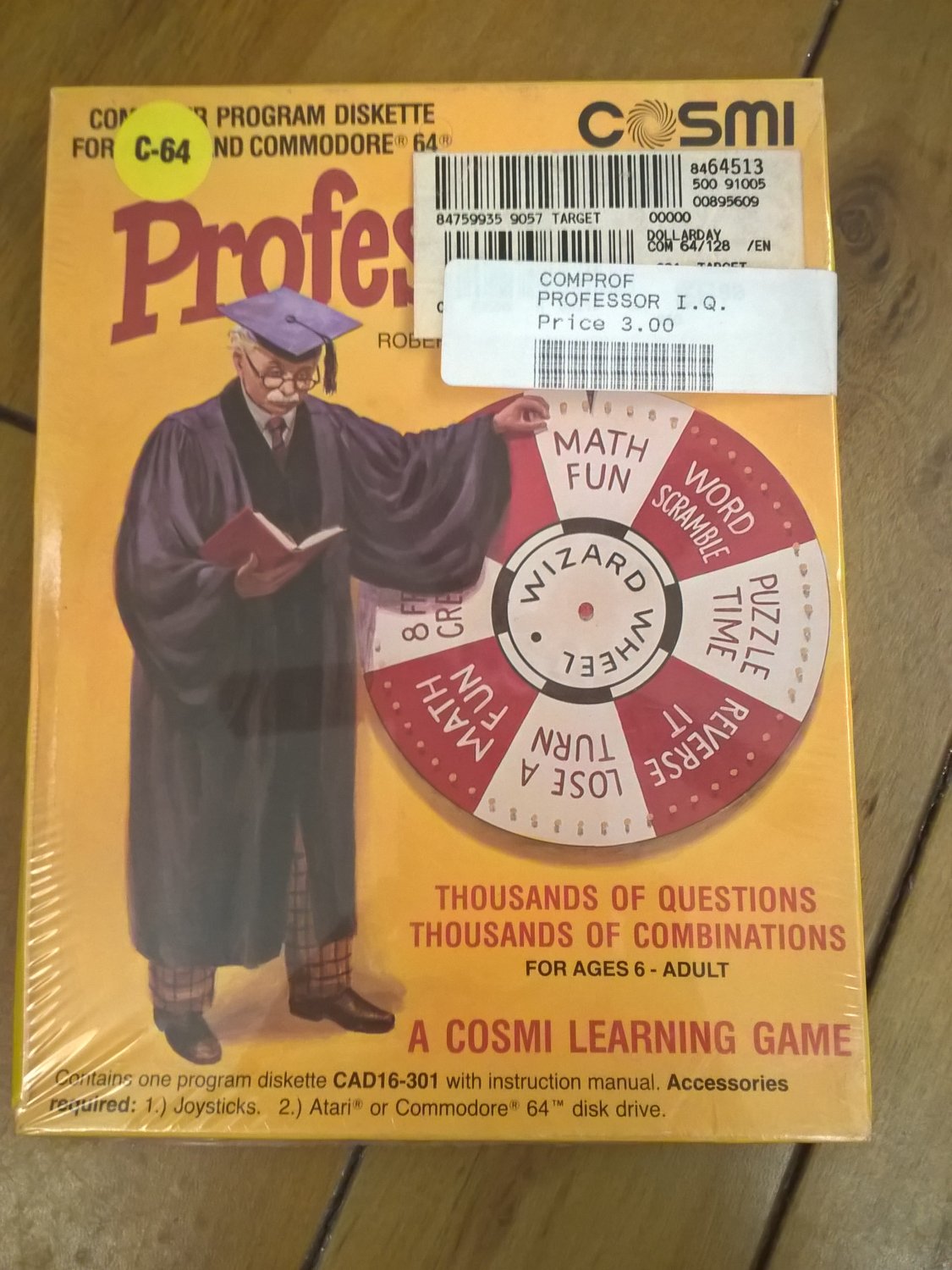Professor IQ (Cassette) For Commodore 64 128 & Atari, NEW FACTORY SEALED, Cosmi