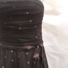 BCBG MaxAzria M Strapless Dress Brown Polka Dot Tulle Ribbon Tie Prom