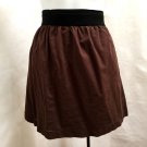 Old Navy Skirt Large Brown Cotton Mini Black Elastic Waist New