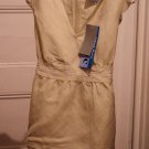 New Girls M 10/12 Top Babydoll Tan Linen Blend Embroidered NWT