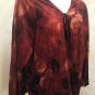 Lovely Tunic Top Plus Size 3X Top Burgundy Red Leaf Print Front Tie