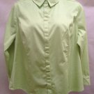 Lane Bryant Plus Size 24 Top Green Button Down Cotton Sateen Stretch Excellent