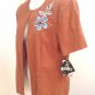 Madison Leigh 10 Jacket Dijon Rust Linen Blend Open Front Short Sleeve