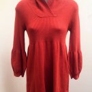 Leo Nicole M Sweater Dress Orange Puffed Sleeves Mini Stretch Tunic
