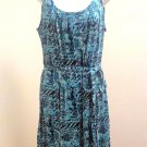 Liz Claiborne Dress L Blue Green Belted Abstract Geometric Sleeveless Scoop Neck Liz Claiborne Dress L Blue Green Belted Abstract Geometric Sleeveless Scoop Neck