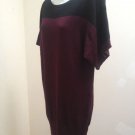 Tu 10 Tunic Jersey Knit Top Purple Black Mini Dress Color Block Boat Neck