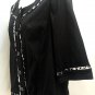 Maggie Barnes Plus Size 0X 16W Jacket Black Animal Print Trim 3/4 Sleeves
