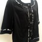 Maggie Barnes Plus Size 0X 16W Jacket Black Animal Print Trim 3/4 Sleeves