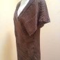 Calvin Klein XS Top Brown Silk Stretch Polka Dot Pleated Flutter Sleeve Shirt