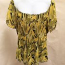 Blue Diamond Plus Size 3X Top Green Yellow Geometric Off Shoulder Puffed Sleeve Blue Diamond Plus Size 3X Top Green Yellow Geometric Off Shoulder Puffed Sleeve