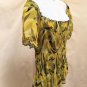 Blue Diamond Plus Size 3X Top Green Yellow Geometric Off Shoulder Puffed Sleeve