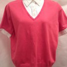 Liz Claiborne Plus Size 2X Top Coral Pink White Layered Look Short Sleeve Shirt Liz Claiborne Plus Size 2X Top Coral Pink White Layered Look Short Sleeve Shirt