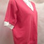 Liz Claiborne Plus Size 2X Top Coral Pink White Layered Look Short Sleeve Shirt