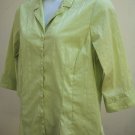 Plus Size 18/20 Top Green Striped Classic Fit 3/4 Sleeve Stretch Shirt Avenue