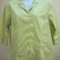 Plus Size 18/20 Top Green Striped Classic Fit 3/4 Sleeve Stretch Shirt Avenue