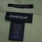 Plus Size 18/20 Top Green Striped Classic Fit 3/4 Sleeve Stretch Shirt Avenue